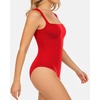 image:imageMANGOPOP Womens Square Neck Tank Top Bodysuit Sexy Double Lined Sleeveless Thong Body Suits Going Out TopsSleeveless Red