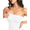 image:imageMANGOPOP Womens Strapless Thong Bodysuit Sexy Tube Top Off The Shoulder Double Lined Bodysuits Summer Going Out TopsA02 White