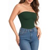 image:imageMANGOPOP Womens Strapless Thong Bodysuit Sexy Tube Top Off The Shoulder Double Lined Bodysuits Summer Going Out TopsDeep Green
