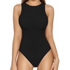 image:imageMANGOPOP Womens Tank Top Body Suits Sexy Crew Neck Racerback Halter Ribbed Sleeveless Long Sleeve Bodysuit Going Out Tops01sleeveless Black