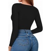 image:imageMANGOPOP Womens Tank Top Body Suits Sexy Crew Neck Racerback Halter Ribbed Sleeveless Long Sleeve Bodysuit Going Out Tops02long Sleeve Black