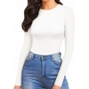 image:imageMANGOPOP Womens Tank Top Body Suits Sexy Crew Neck Racerback Halter Ribbed Sleeveless Long Sleeve Bodysuit Going Out Tops02long Sleeve White