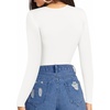 image:imageMANGOPOP Womens Tank Top Body Suits Sexy Crew Neck Racerback Halter Ribbed Sleeveless Long Sleeve Bodysuit Going Out Tops02long Sleeve White