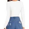 image:imageMANGOPOP Womens Tank Top Body Suits Sexy Crew Neck Racerback Halter Ribbed Sleeveless Long Sleeve Bodysuit Going Out Tops04fleece Lined White