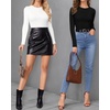 image:imageMANGOPOP Womens Tank Top Body Suits Sexy Crew Neck Racerback Halter Ribbed Sleeveless Long Sleeve Bodysuit Going Out Tops04fleece Lined White