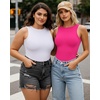 image:imageMANGOPOP Womens Tank Top Body Suits Sexy Crew Neck Racerback Halter Ribbed Sleeveless Long Sleeve Bodysuit Going Out Tops05sleeveless Blush