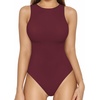 image:imageMANGOPOP Womens Tank Top Body Suits Sexy Crew Neck Racerback Halter Ribbed Sleeveless Long Sleeve Bodysuit Going Out Tops05sleeveless Burgundy