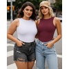 image:imageMANGOPOP Womens Tank Top Body Suits Sexy Crew Neck Racerback Halter Ribbed Sleeveless Long Sleeve Bodysuit Going Out Tops05sleeveless Burgundy