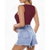 image:imageMANGOPOP Womens Tank Top Body Suits Sexy Crew Neck Racerback Halter Ribbed Sleeveless Long Sleeve Bodysuit Going Out Tops05sleeveless Burgundy