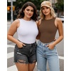 image:imageMANGOPOP Womens Tank Top Body Suits Sexy Crew Neck Racerback Halter Ribbed Sleeveless Long Sleeve Bodysuit Going Out Tops05sleeveless Coffee