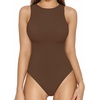 image:imageMANGOPOP Womens Tank Top Body Suits Sexy Crew Neck Racerback Halter Ribbed Sleeveless Long Sleeve Bodysuit Going Out Tops05sleeveless Coffee