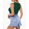 image:imageMANGOPOP Womens Tank Top Body Suits Sexy Crew Neck Racerback Halter Ribbed Sleeveless Long Sleeve Bodysuit Going Out Tops05sleeveless Deep Green