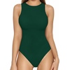 image:imageMANGOPOP Womens Tank Top Body Suits Sexy Crew Neck Racerback Halter Ribbed Sleeveless Long Sleeve Bodysuit Going Out Tops05sleeveless Deep Green