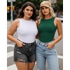 image:imageMANGOPOP Womens Tank Top Body Suits Sexy Crew Neck Racerback Halter Ribbed Sleeveless Long Sleeve Bodysuit Going Out Tops05sleeveless Deep Green