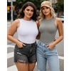 image:imageMANGOPOP Womens Tank Top Body Suits Sexy Crew Neck Racerback Halter Ribbed Sleeveless Long Sleeve Bodysuit Going Out Tops05sleeveless Elephant Grey