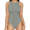 image:imageMANGOPOP Womens Tank Top Body Suits Sexy Crew Neck Racerback Halter Ribbed Sleeveless Long Sleeve Bodysuit Going Out Tops05sleeveless Elephant Grey