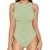 image:imageMANGOPOP Womens Tank Top Body Suits Sexy Crew Neck Racerback Halter Ribbed Sleeveless Long Sleeve Bodysuit Going Out Tops05sleeveless Fern Green