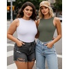 image:imageMANGOPOP Womens Tank Top Body Suits Sexy Crew Neck Racerback Halter Ribbed Sleeveless Long Sleeve Bodysuit Going Out Tops05sleeveless Gray Green