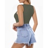 image:imageMANGOPOP Womens Tank Top Body Suits Sexy Crew Neck Racerback Halter Ribbed Sleeveless Long Sleeve Bodysuit Going Out Tops05sleeveless Gray Green