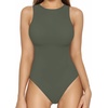 image:imageMANGOPOP Womens Tank Top Body Suits Sexy Crew Neck Racerback Halter Ribbed Sleeveless Long Sleeve Bodysuit Going Out Tops05sleeveless Gray Green