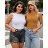 image:imageMANGOPOP Womens Tank Top Body Suits Sexy Crew Neck Racerback Halter Ribbed Sleeveless Long Sleeve Bodysuit Going Out Tops05sleeveless Khaki