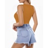 image:imageMANGOPOP Womens Tank Top Body Suits Sexy Crew Neck Racerback Halter Ribbed Sleeveless Long Sleeve Bodysuit Going Out Tops05sleeveless Khaki