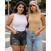 image:imageMANGOPOP Womens Tank Top Body Suits Sexy Crew Neck Racerback Halter Ribbed Sleeveless Long Sleeve Bodysuit Going Out Tops05sleeveless Light Camel