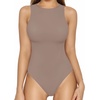 image:imageMANGOPOP Womens Tank Top Body Suits Sexy Crew Neck Racerback Halter Ribbed Sleeveless Long Sleeve Bodysuit Going Out Tops05sleeveless Light Coffee