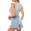 image:imageMANGOPOP Womens Tank Top Body Suits Sexy Crew Neck Racerback Halter Ribbed Sleeveless Long Sleeve Bodysuit Going Out Tops05sleeveless Light Grey