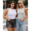 image:imageMANGOPOP Womens Tank Top Body Suits Sexy Crew Neck Racerback Halter Ribbed Sleeveless Long Sleeve Bodysuit Going Out Tops05sleeveless Light Grey