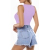 image:imageMANGOPOP Womens Tank Top Body Suits Sexy Crew Neck Racerback Halter Ribbed Sleeveless Long Sleeve Bodysuit Going Out Tops05sleeveless Light Violet