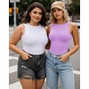 image:imageMANGOPOP Womens Tank Top Body Suits Sexy Crew Neck Racerback Halter Ribbed Sleeveless Long Sleeve Bodysuit Going Out Tops05sleeveless Light Violet