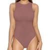 image:imageMANGOPOP Womens Tank Top Body Suits Sexy Crew Neck Racerback Halter Ribbed Sleeveless Long Sleeve Bodysuit Going Out Tops05sleeveless Marsala