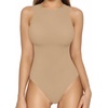 image:imageMANGOPOP Womens Tank Top Body Suits Sexy Crew Neck Racerback Halter Ribbed Sleeveless Long Sleeve Bodysuit Going Out Tops05sleeveless Mocha