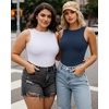 image:imageMANGOPOP Womens Tank Top Body Suits Sexy Crew Neck Racerback Halter Ribbed Sleeveless Long Sleeve Bodysuit Going Out Tops05sleeveless Navy Blue