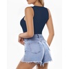 image:imageMANGOPOP Womens Tank Top Body Suits Sexy Crew Neck Racerback Halter Ribbed Sleeveless Long Sleeve Bodysuit Going Out Tops05sleeveless Navy Blue
