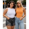 image:imageMANGOPOP Womens Tank Top Body Suits Sexy Crew Neck Racerback Halter Ribbed Sleeveless Long Sleeve Bodysuit Going Out Tops05sleeveless Orange