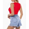 image:imageMANGOPOP Womens Tank Top Body Suits Sexy Crew Neck Racerback Halter Ribbed Sleeveless Long Sleeve Bodysuit Going Out Tops05sleeveless Red