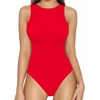 image:imageMANGOPOP Womens Tank Top Body Suits Sexy Crew Neck Racerback Halter Ribbed Sleeveless Long Sleeve Bodysuit Going Out Tops05sleeveless Red