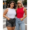 image:imageMANGOPOP Womens Tank Top Body Suits Sexy Crew Neck Racerback Halter Ribbed Sleeveless Long Sleeve Bodysuit Going Out Tops05sleeveless Red