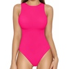 image:imageMANGOPOP Womens Tank Top Body Suits Sexy Crew Neck Racerback Halter Ribbed Sleeveless Long Sleeve Bodysuit Going Out Tops05sleeveless Rose Pink