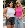 image:imageMANGOPOP Womens Tank Top Body Suits Sexy Crew Neck Racerback Halter Ribbed Sleeveless Long Sleeve Bodysuit Going Out Tops05sleeveless Rose Pink