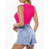 image:imageMANGOPOP Womens Tank Top Body Suits Sexy Crew Neck Racerback Halter Ribbed Sleeveless Long Sleeve Bodysuit Going Out Tops05sleeveless Rose Pink
