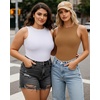 image:imageMANGOPOP Womens Tank Top Body Suits Sexy Crew Neck Racerback Halter Ribbed Sleeveless Long Sleeve Bodysuit Going Out Tops05sleeveless Tan