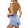 image:imageMANGOPOP Womens Tank Top Body Suits Sexy Crew Neck Racerback Halter Ribbed Sleeveless Long Sleeve Bodysuit Going Out Tops05sleeveless Tan