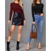 image:imageMANGOPOP Womens Tank Top Body Suits Sexy Crew Neck Racerback Halter Ribbed Sleeveless Long Sleeve Bodysuit Going Out Tops06long Sleeve Burgundy