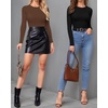 image:imageMANGOPOP Womens Tank Top Body Suits Sexy Crew Neck Racerback Halter Ribbed Sleeveless Long Sleeve Bodysuit Going Out Tops06long Sleeve Coffee