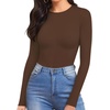 image:imageMANGOPOP Womens Tank Top Body Suits Sexy Crew Neck Racerback Halter Ribbed Sleeveless Long Sleeve Bodysuit Going Out Tops06long Sleeve Coffee