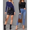 image:imageMANGOPOP Womens Tank Top Body Suits Sexy Crew Neck Racerback Halter Ribbed Sleeveless Long Sleeve Bodysuit Going Out Tops06long Sleeve Deep Blue