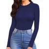 image:imageMANGOPOP Womens Tank Top Body Suits Sexy Crew Neck Racerback Halter Ribbed Sleeveless Long Sleeve Bodysuit Going Out Tops06long Sleeve Deep Blue